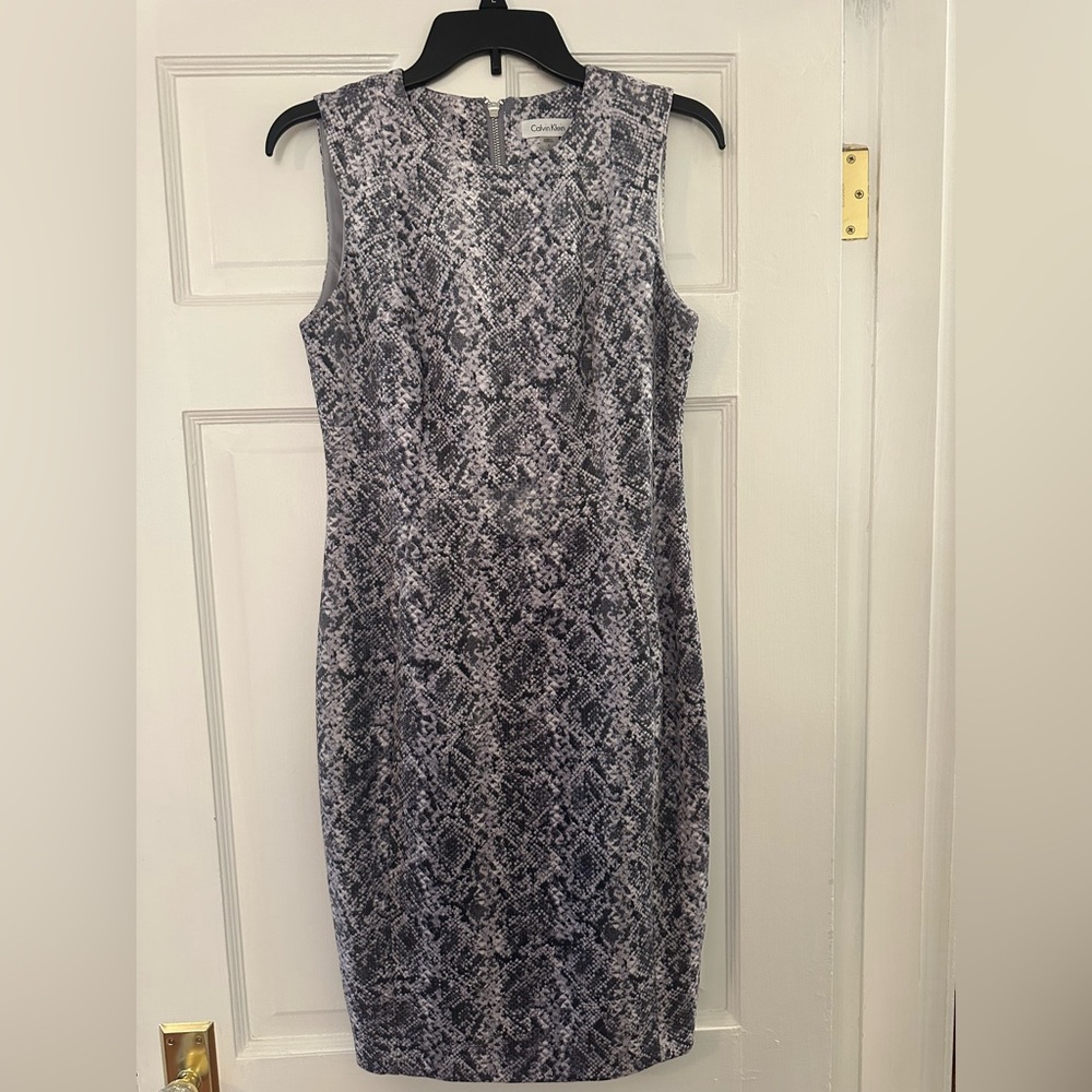 Calvin Klein Gray Snake Print Midi Dress